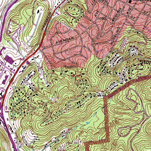 Topographic Map of Peakwood Hills, VA