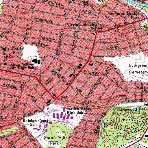 Topographic Map of Raleigh Court Presbyterian Church, VA
