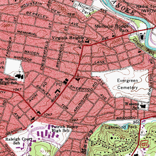 Topographic Map of Raleigh Court United Methodist Church, VA