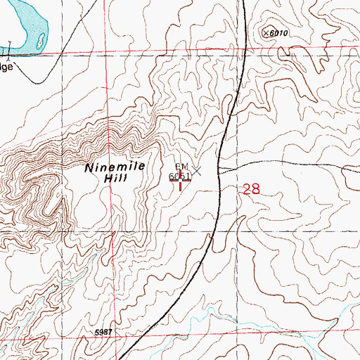 Topographic Map of Ninemile Hill, CO