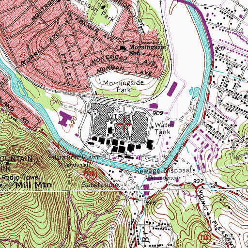 Topographic Map of Roanoke Industrial Center, VA