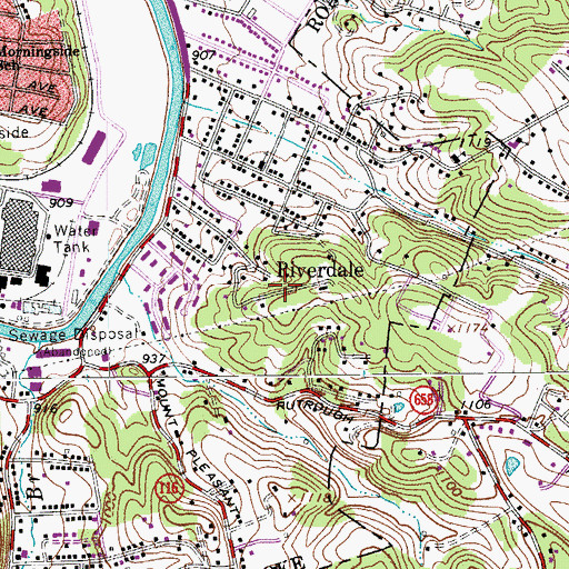Topographic Map of Rosewood Park, VA