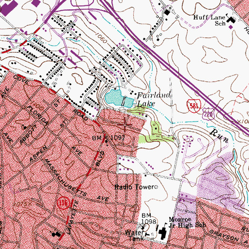 Topographic Map of Sanford Hill, VA
