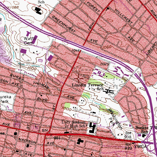Topographic Map of Shadeland, VA