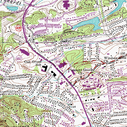 Topographic Map of Southwest Plaza Shopping Center, VA