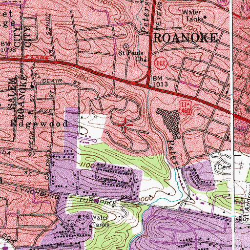 Topographic Map of Summit Hills, VA