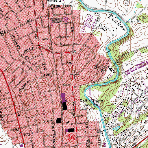 Topographic Map of Sunrise Heights, VA