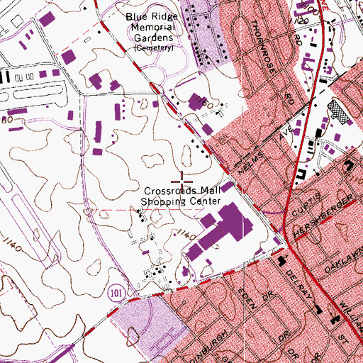 Topographic Map of Towne Square Shopping Center, VA