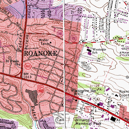Topographic Map of Washington Heights, VA