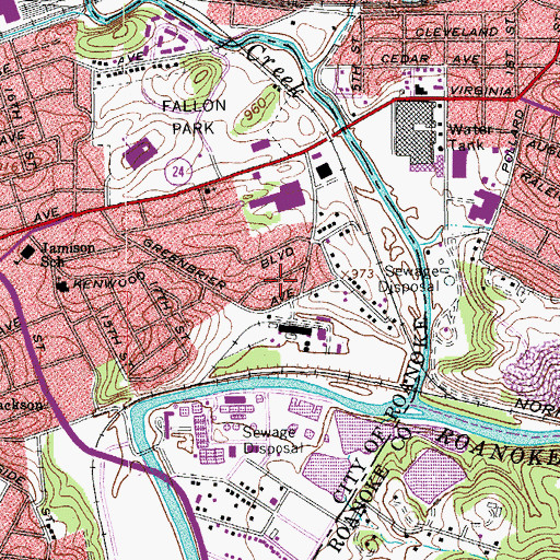 Topographic Map of Waverly, VA
