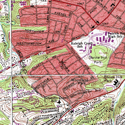 Topographic Map of Weaver Heights, VA