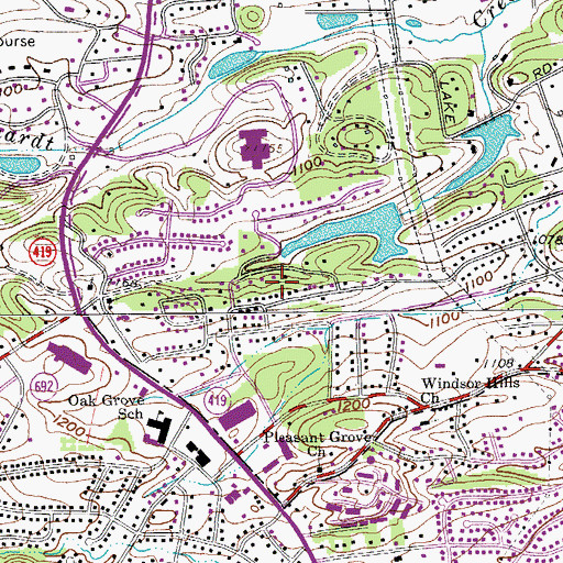 Topographic Map of Westchester Court, VA