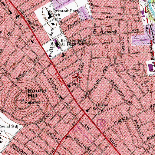 Topographic Map of Williamson Road Church of the Brethren, VA