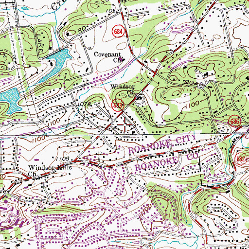 Topographic Map of Windsor Court, VA