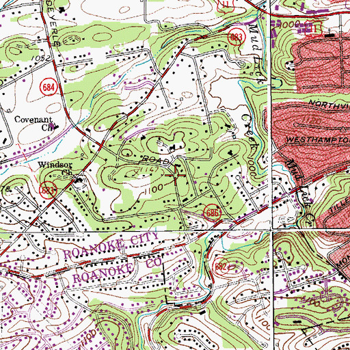 Topographic Map of Windsor Hills, VA