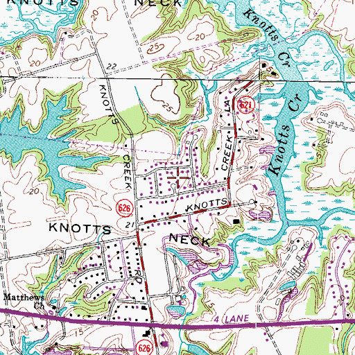 Topographic Map of Arbor Meadows, VA