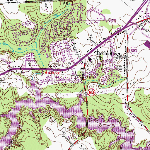 Topographic Map of Barrett Acres, VA