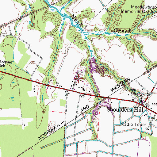 Topographic Map of Berwyn, VA