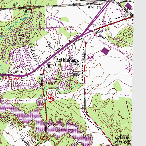 Topographic Map of Bethlehem Court, VA