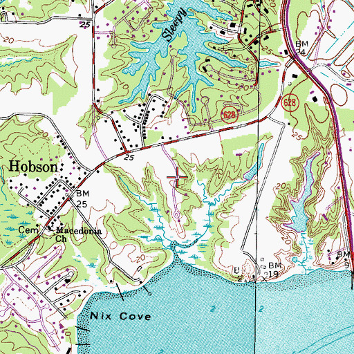 Topographic Map of Cedar Crest Hall, VA