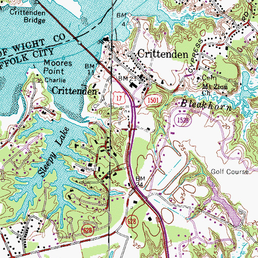 Topographic Map of Crittenden Post Office, VA