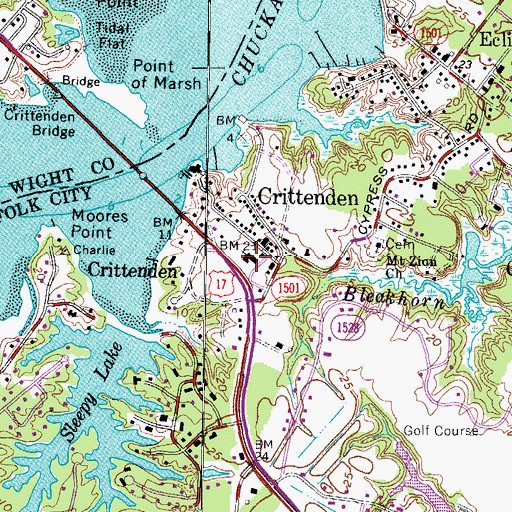 Topographic Map of Ebenezer Methodist Church, VA