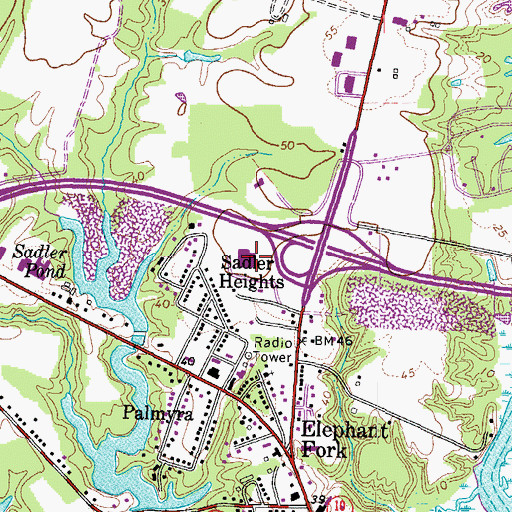 Topographic Map of Elephant's Fork Elementary School, VA