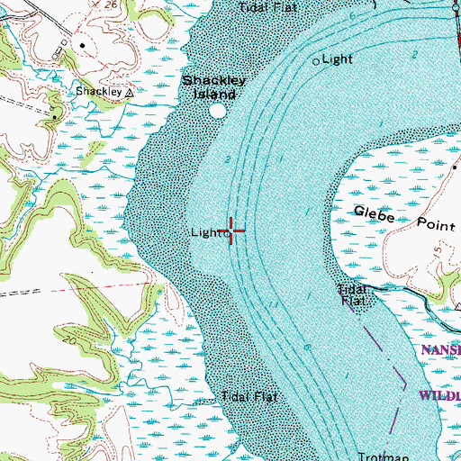 Topographic Map of Fergusons Wharf Light, VA