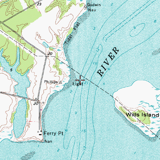 Topographic Map of Ferry Point Wharf Light, VA