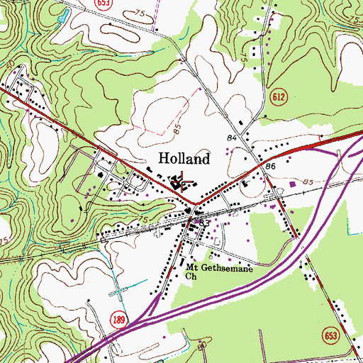 Topographic Map of Holland Primary School, VA