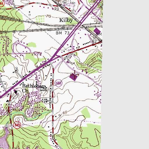 Topographic Map of Kilby Shores Elementary School, VA