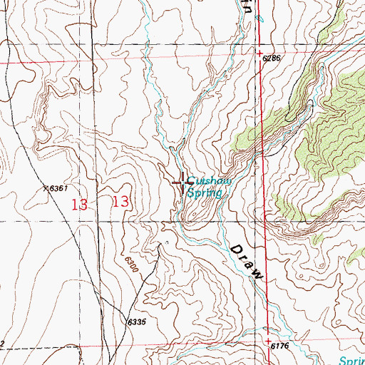 Topographic Map of Cutshaw Spring, CO