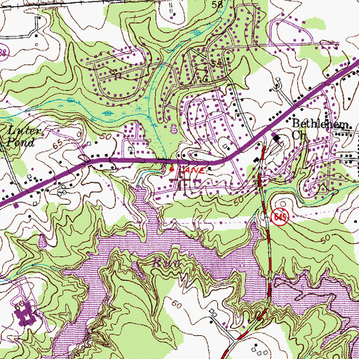Topographic Map of Lakewood, VA