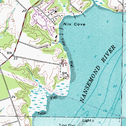 Topographic Map of Longvue Shores, VA
