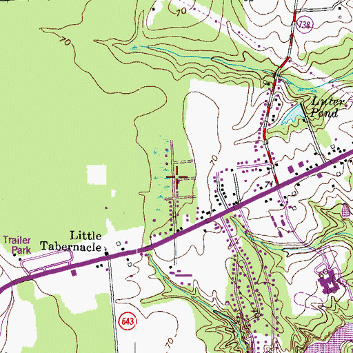 Topographic Map of Lutersville, VA