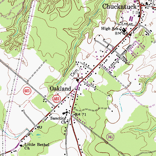 Topographic Map of Oakland Christian Church, VA
