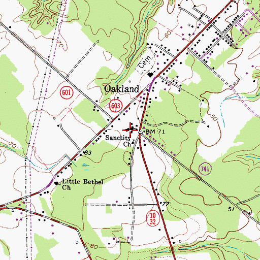 Topographic Map of Oakland Elementary School, VA