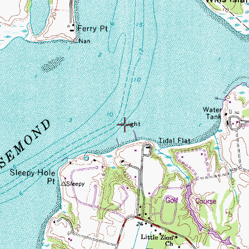 Topographic Map of Sleepy Hole Point Light, VA