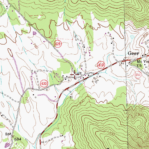 Topographic Map of Geer School (historical), VA