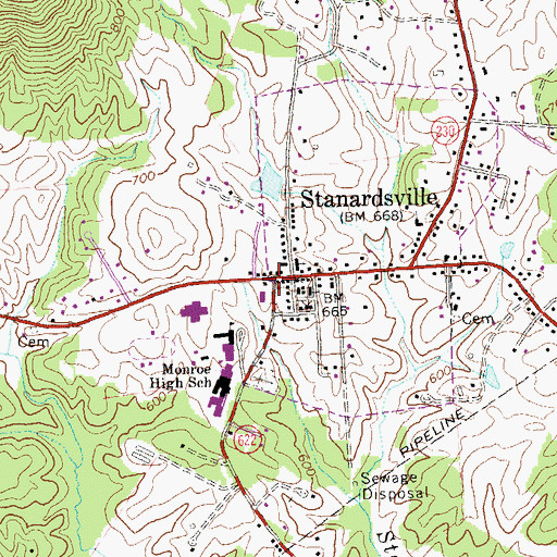 Topographic Map of Greene County Courthouse, VA