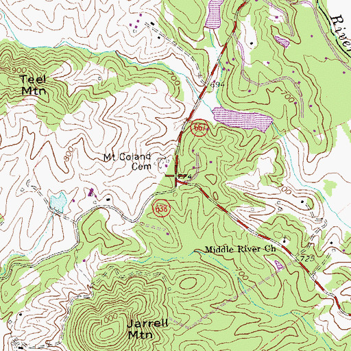 Topographic Map of Mount Coland Church (historical), VA