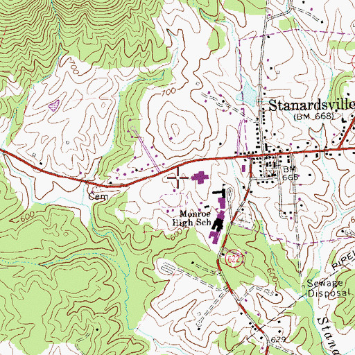 Topographic Map of Nathanael Greene Elementary School, VA