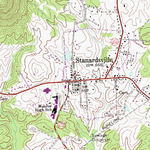 Topographic Map of Shiloh Baptist Church, VA