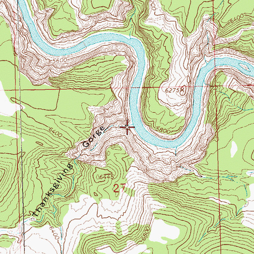 Topographic Map of Thanksgiving Gorge, CO