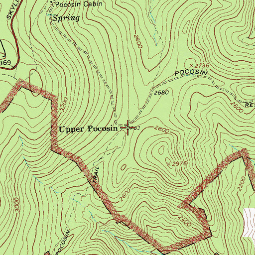 Topographic Map of Upper Pocosin Mission (historical), VA