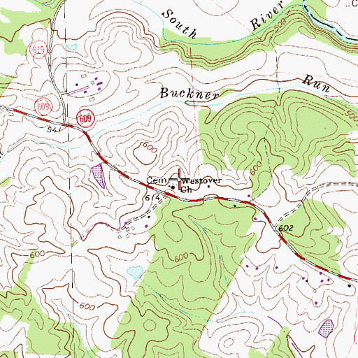 Topographic Map of Westover Cemetery, VA