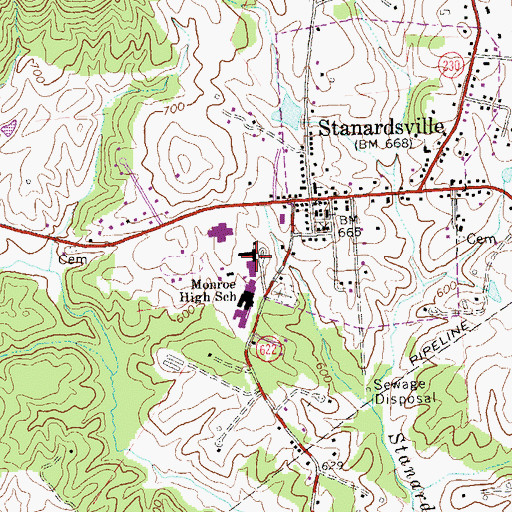 Topographic Map of William Monroe Middle School, VA
