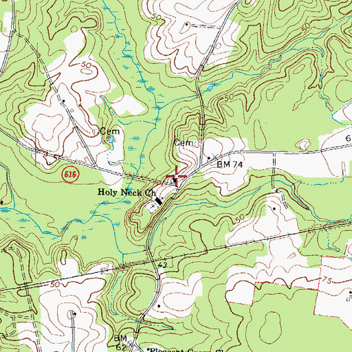 Topographic Map of Holly Neck School (historical), VA