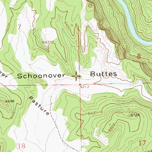 Topographic Map of Schoonover Buttes, CO