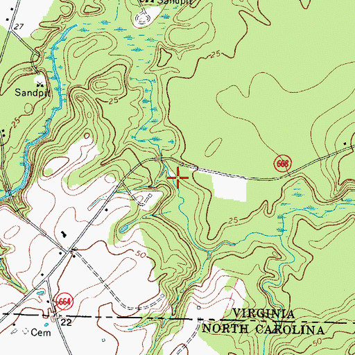 Topographic Map of Marshs Millpond (historical), VA